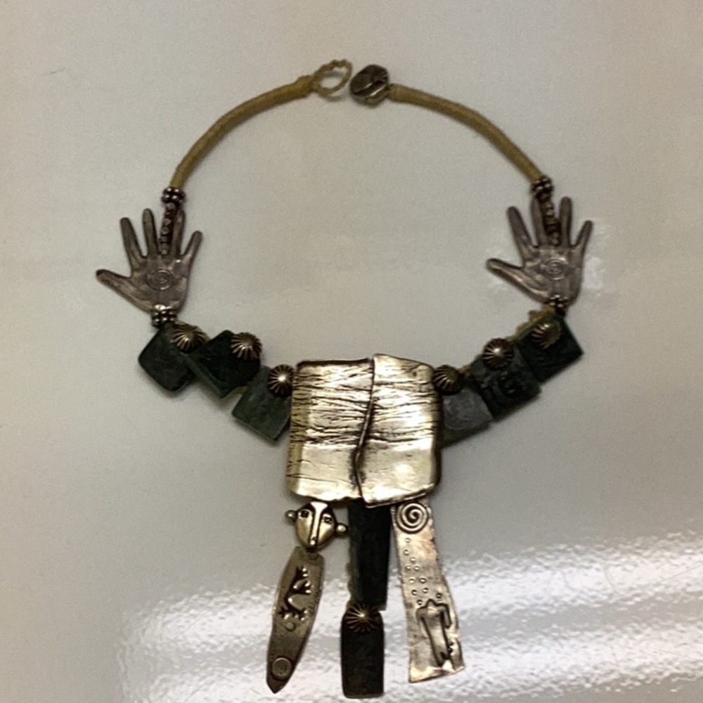 Mary & Doug Hancock Mummy’s Bundle signed artisan modernist necklace art to wear